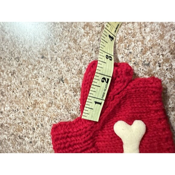 VNTG Red Knit Teddy Bear Sweater – White Bone Design – Fits 10"–12" Bears/Dolls - Picture 5 of 6